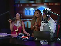 The hosts today are wearing holy outfits. The blonde female host looks so hot clothed like a sexy nun, and also the male host as a sexy monk. Other bitch tells a story about her night out in the club and her experience with a man. They pledge her of her sins and splash her with water! Check it out.