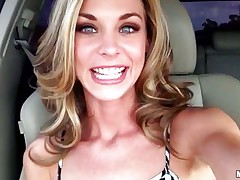 This hot babe entered a sexshop and found a nice vibrator. She doesn't waste time and starts playing with her pussy using her new toy in the car. Look at that cunt, will she get the real thing after playing and getting wet? Is a guy going to fill her vagina with his cock and maybe with some hot semen?