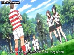 Busty, young Anime girls receive gang team-fucked by the soccer team