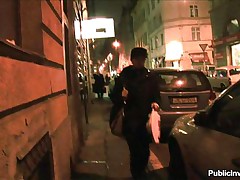 The streets at night can be a very dangerous place for such a pretty brunette. She's safer with me in that restroom, sucking my dick like a whore! All it was needed was a short conversation and some good old cash. The brunette started to undress and showed a smoking hot body before giving me head.